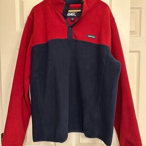 Lands' End Red and Navy Fleece Pullover